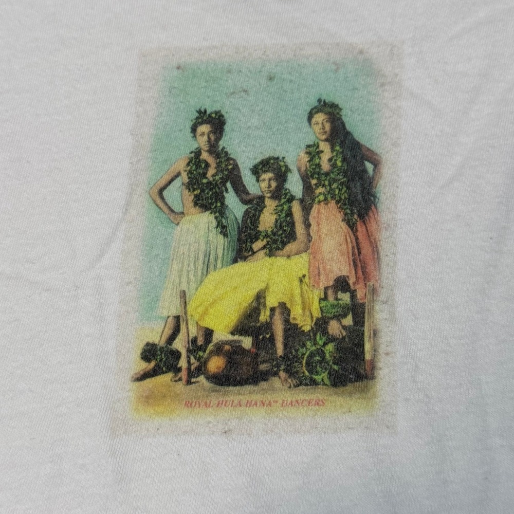 Hula Hana Royal Dancers Graphic T-Shirt White Hawaiian Islands Youth Small - Picture 7 of 8